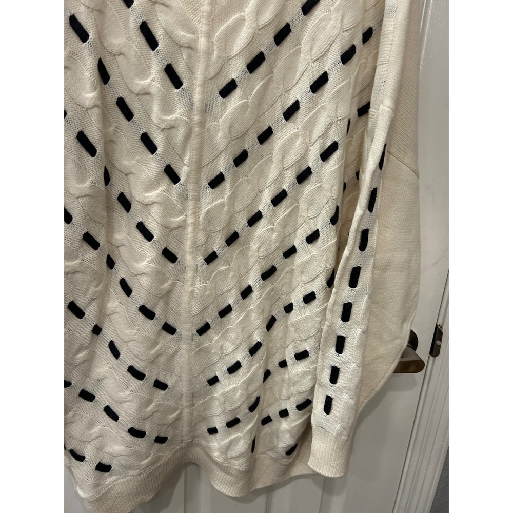 Lane Bryant Sweater Ivory Black Cable Knit Dash Pattern Pullover 26/28 NEW - Picture 2 of 6